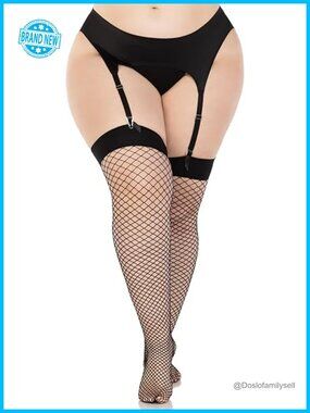 Industrial Fishnet Thigh Highs - Plus Size Stay-Up